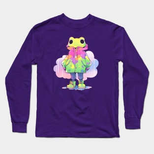 Anime Frog Wearing Raincoat Long Sleeve T-Shirt